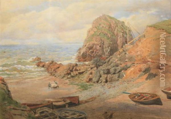 At Mullion Cove, Cornwall Oil Painting - Lawrence Duncan