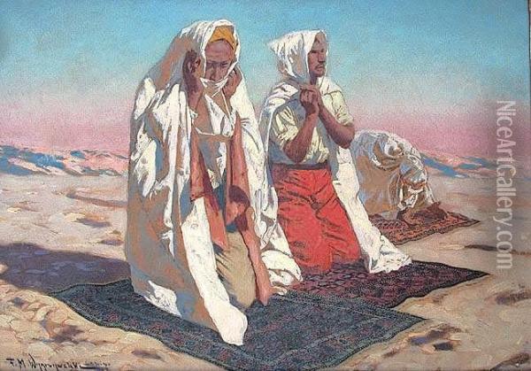 Modlitwa Arabow Oil Painting - Feliks M. Wygrzywalski