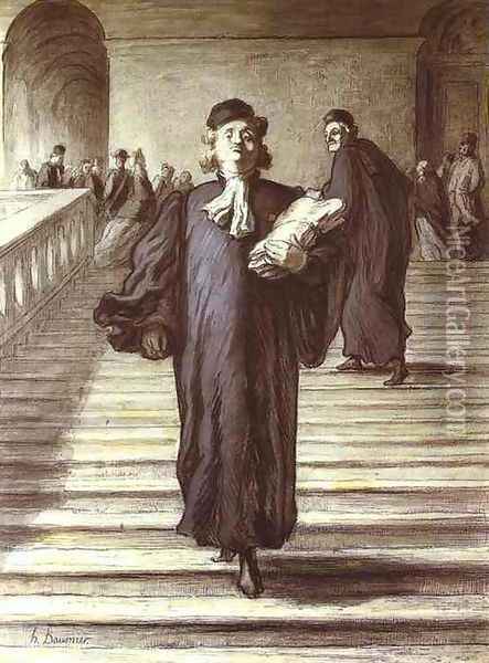 Grand Staircase of the Palace of Justice Oil Painting - Honore Daumier