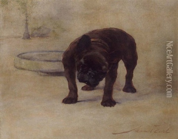 French Bulldog Champion, Dinnette Oil Painting - Maud Earl