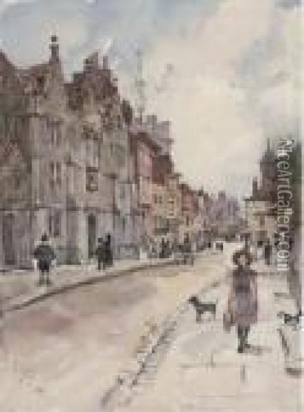 The High Street, Guildford Oil Painting - Robert Charles, Goff Col.