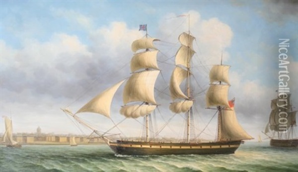Shipping Scene Oil Painting - James Hardy Jr.