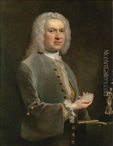 Portrait Of Jasper Van Der Hagen (Act. 1744-D. 1769) Oil Painting - Joseph Highmore