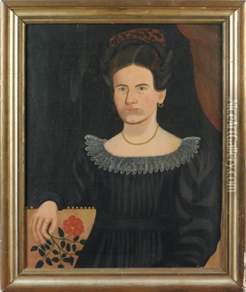 A Seated Lady Holding A Rose, A Portrait Of Miriam Small Oil Painting - Royall Brewster Smith
