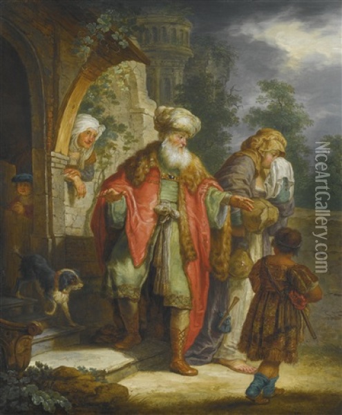 The Expulsion Of Hagar Oil Painting - Christian Wilhelm Ernst Dietrich