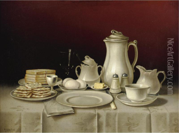 Still Life With Breakfast Setting Oil Painting - Thomas H. Hope