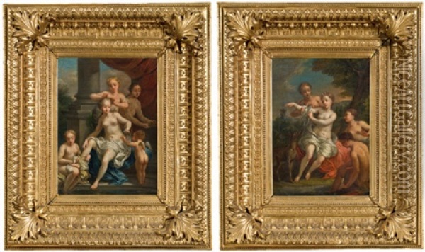 Pendants - Toilette Der Venus Und Diana Im Bade (pair) Oil Painting - Christian Wilhelm Ernst Dietrich