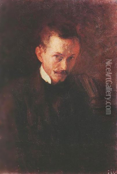Self portrait 1898 Oil Painting - Istvan Boldizsar