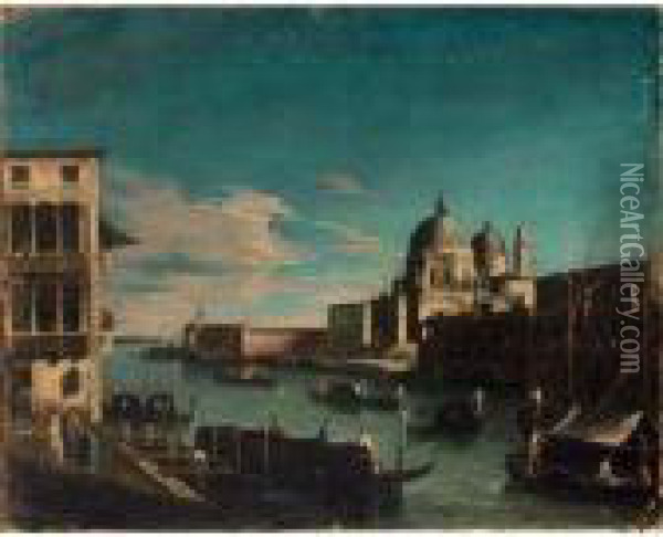 Venice: A View Of The Canal Grande Oil Painting - (Giovanni Antonio Canal) Canaletto