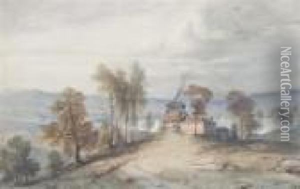 View Of Lakeside Estate Oil Painting - Alexius Geyer