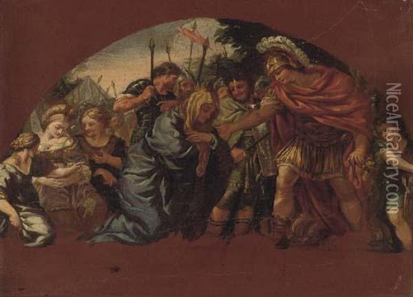 Alexander And The Family Of Darius Oil Painting - Pietro Paolo Bonzi