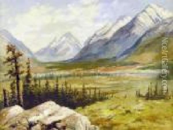 The National Park, Banff, Alberta; 1892 Oil Painting - Marmaduke Matthews