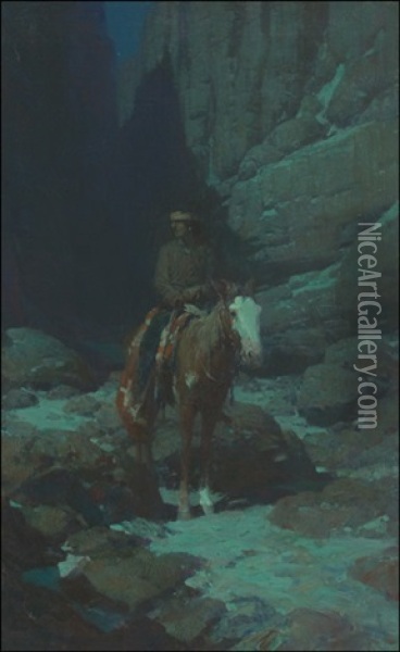 Canyon Solitude Oil Painting - Frank Tenney Johnson