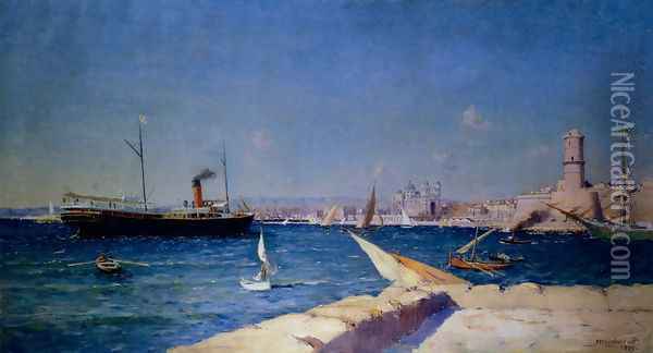 Vue Du Port De Marseille Oil Painting - Frederic Montenard