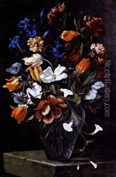 Blumenstrauss In Einer Gebrauchten Vase Oil Painting - Jean-Michel Picart