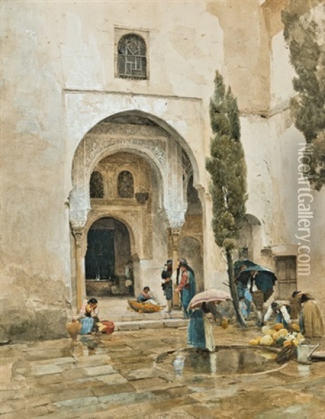 Maurischer Torbogen In Granada Oil Painting - Ludwig Roesch
