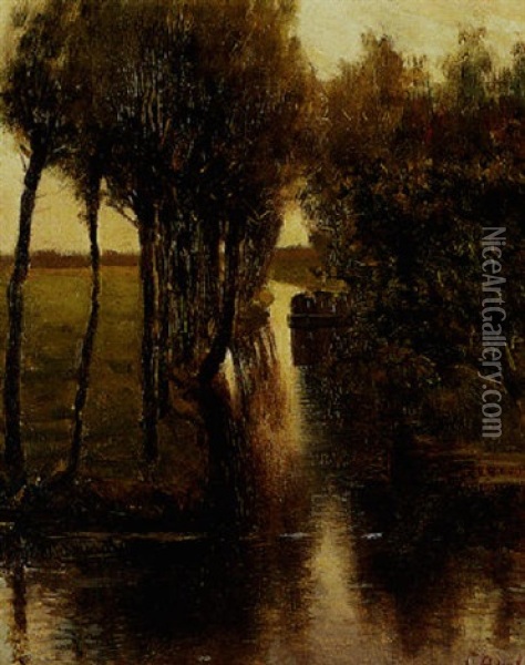 A Polder Landscape Oil Painting - Louis Apol