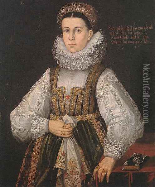 Middle Class Woman of Locse 1641 Oil Painting - Hungarian Unknown Masters