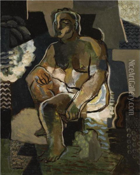 Seated Figure Oil Painting - Vladimir Baranoff-Rossine