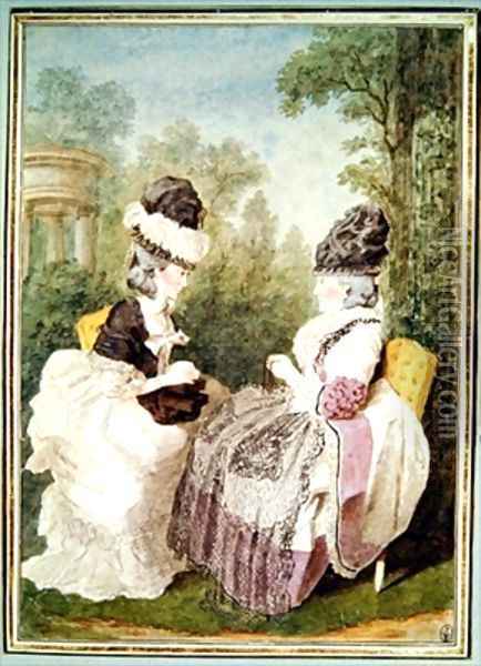 Madame Froment et Madame Rousseau Oil Painting - Louis Carrogis Carmontelle