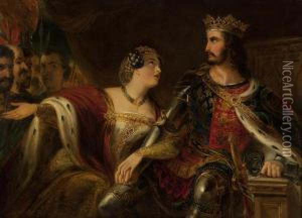 Queen Philippa Pleading With Edward Iii Oil Painting - Edmund Thomas Parris