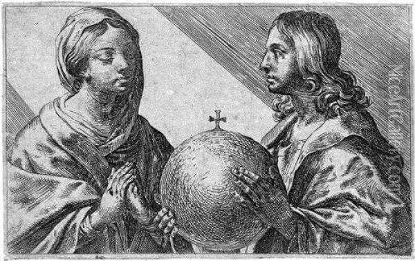 Jesus Und Maria Mit Der Weltkugel Oil Painting - Lodovico Lana