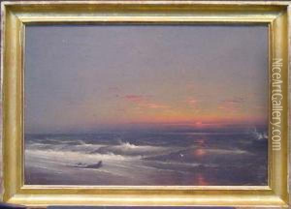 Shore At Twilight Oil Painting - James Hamilton