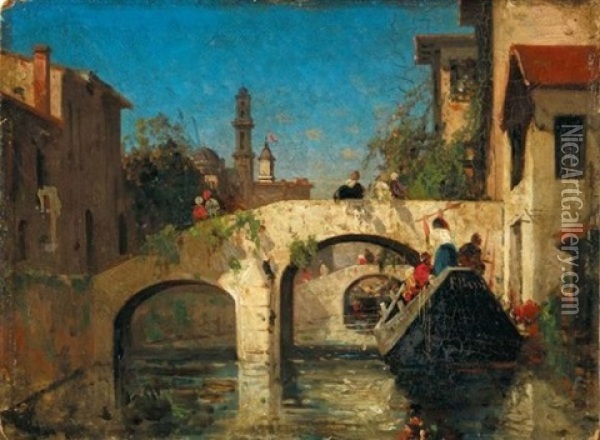 Canal En Turquie Oil Painting - Germain Fabius Brest