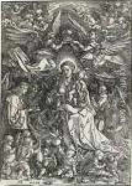 The Virgin Surrounded By Many Angels Oil Painting - Albrecht Durer