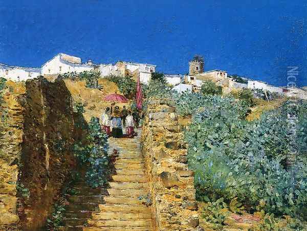 Church Procession, Spanish Steps Oil Painting - Frederick Childe Hassam