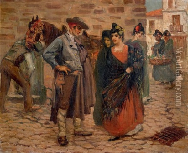Scene De Rue En Espagne Oil Painting - Fernand Maillaud