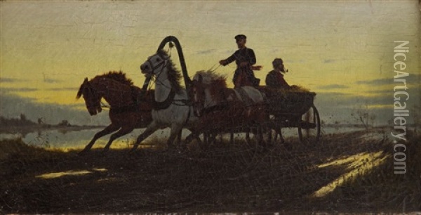 Horse-drawn Vehicle Oil Painting - Waldemar Los