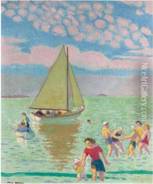 Plage Au Yacht Oil Painting - Maurice Denis