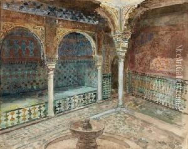 [interieur De La Mosquee Verte, Bursa]. Vers 1890 Oil Painting - Alexandre Lunois