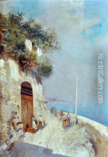 Strada Di Capri Oil Painting - Oscar Ricciardi