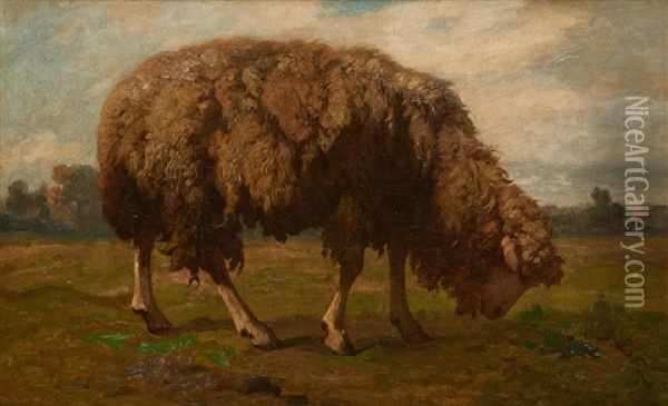 Mouton Sur Fond De Paysage Oil Painting - Louis Robbe