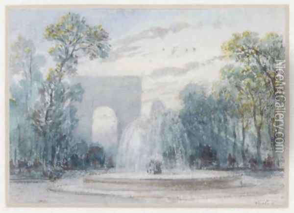 View of the Arc de Triomphe Oil Painting - Francois J. & Rube, Auguste A. Nolau