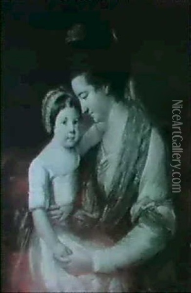 Portrait Of Anne, Countess Of Drogheda, With Her Son Oil Painting - Francis Cotes