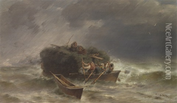 Heuschiff Im Sturm Oil Painting - Joseph Wopfner