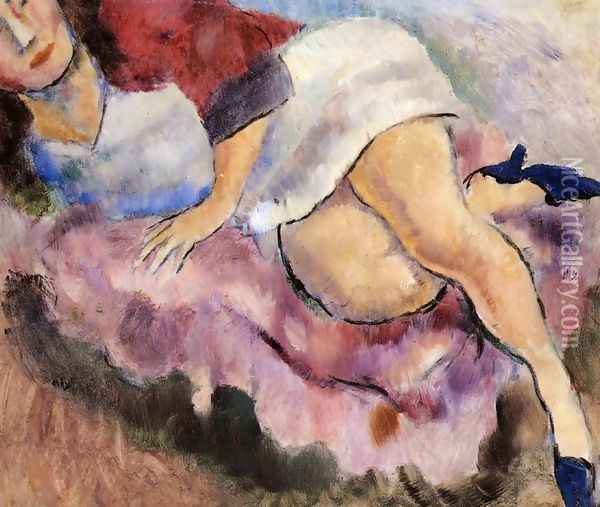 Young Girl Reclining Oil Painting - Jules Pascin