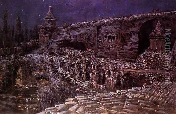 Jerusalen (olivos y lirios) Oil Painting - Antonio Munoz Degrain