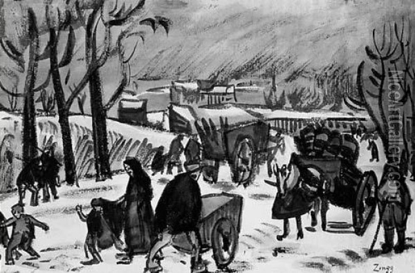 Scene D'hiver Aux Environs De Paris Oil Painting - Jules Emile Zingg