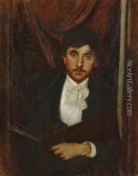 A Portrait Of The Painter Vaclavslaboch Oil Painting - Jan Preisler