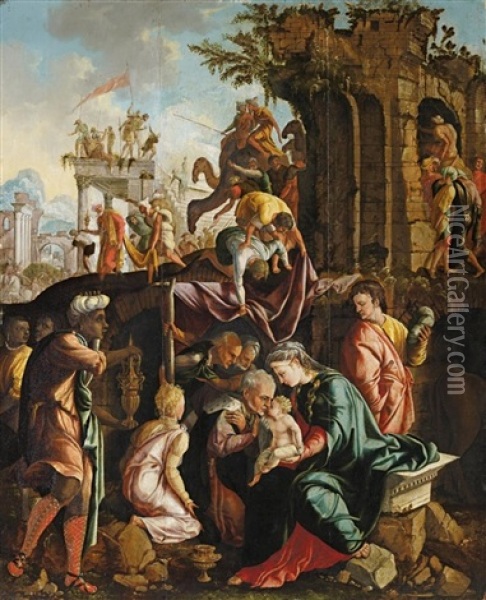 Adoration Of The Magi Oil Painting - Jan Van Scorel