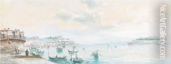 The Grand Harbour Oil Painting - Vincenzo D Esposito