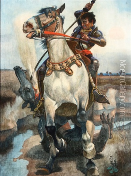 St. George Slaying The Dragon Oil Painting - Christian Georg Speyer