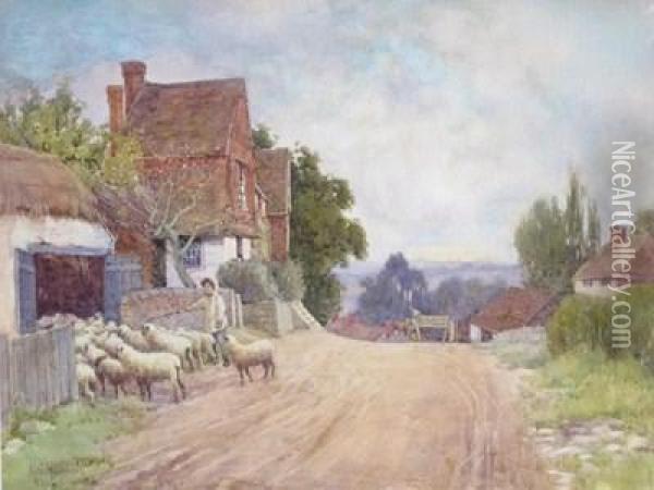 A Sussex Hamlet Oil Painting - Mary S. Hagarty
