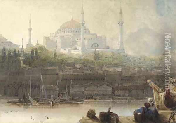 St. Sophia, Constantinople, from the Bosphoros Oil Painting - David Roberts