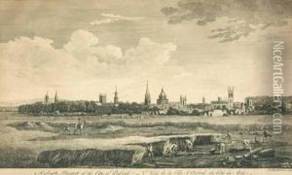 Oxfordshire.- An East Prospect 
Of The City Of Oxford; A South Prospect Of The City Of Oxford; A West 
Prospect Of The City Of Oxford Oil Painting - John Boydel