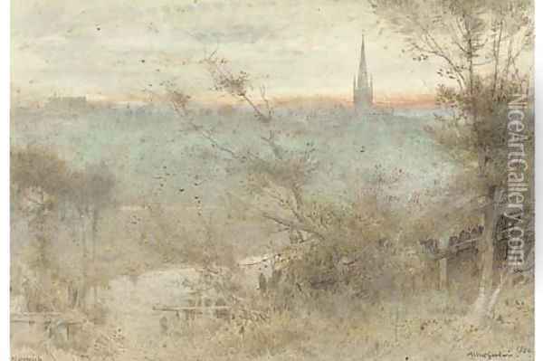 Norwich Oil Painting - Albert Goodwin